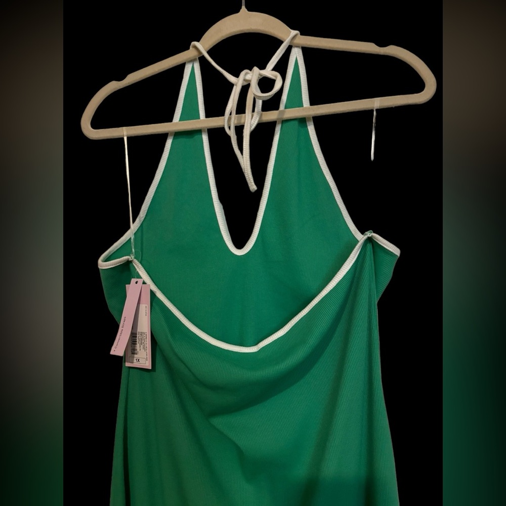 Wild Fable Women's Green Ribbed Halter Neck Bodycon Mini Dress - Size 1X - Picture 4 of 5